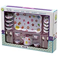 Tachan - Juego de Té Rosa con Bandeja de Acero con 19 piezas (78055519)